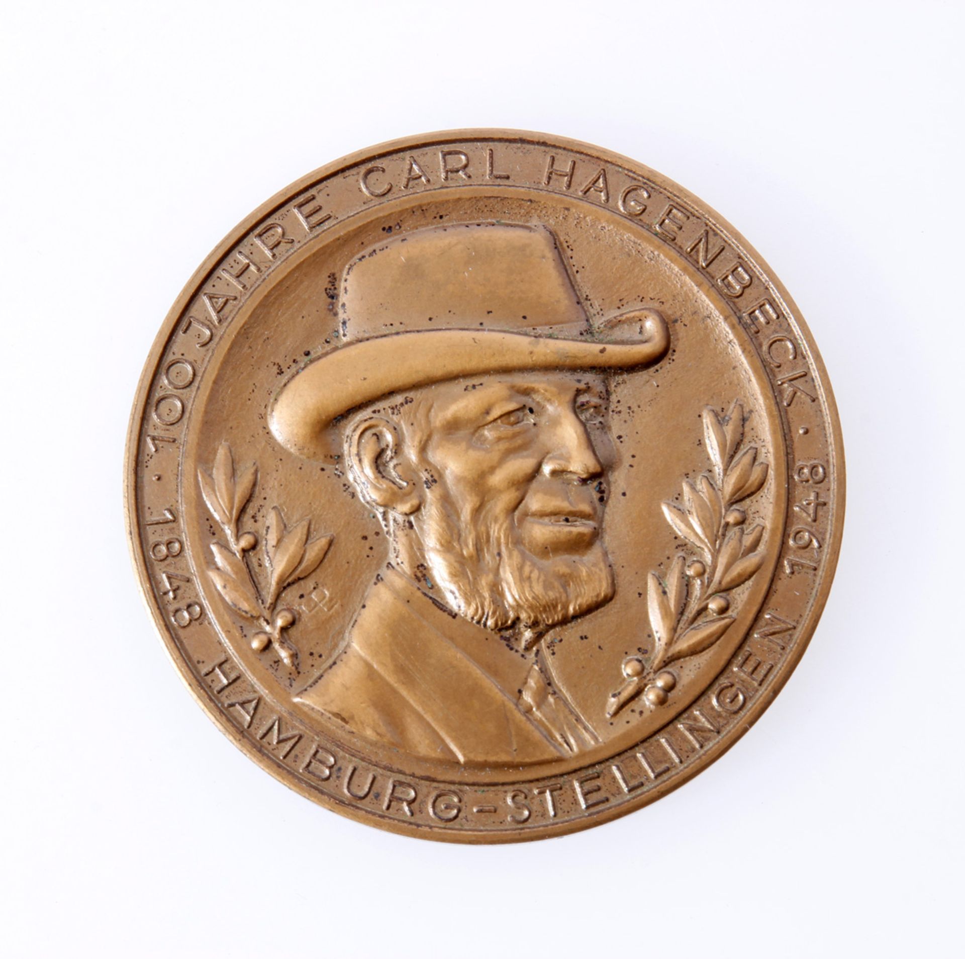 Carl Hagenbeck, commemorative medal 100 years Hagenbeck in Hamburg Stellingen, 1848-1948