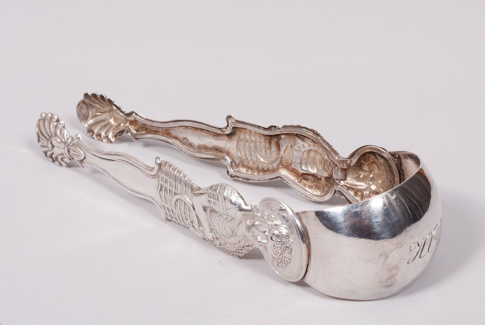 Baroque sugar tongs, silver, probably German, probably 18th C. - Image 3 of 4