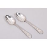 Pair of dining spoons, silver, Johann Carl Kemnis, Hamburg, 19th C.