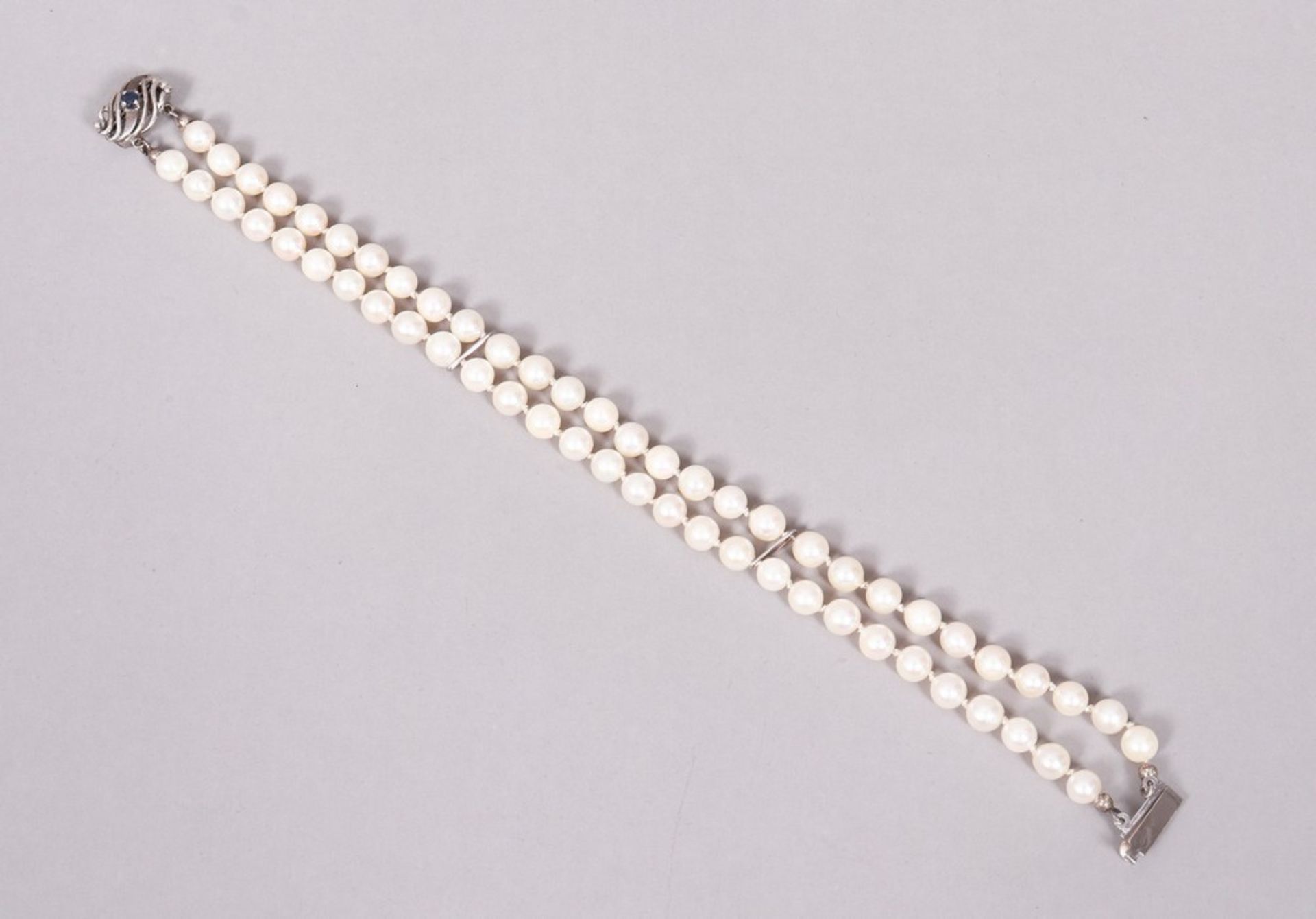 Perlenkette und -Armband, Silberschließen, Mitte 20.Jh.  - Bild 5 aus 6