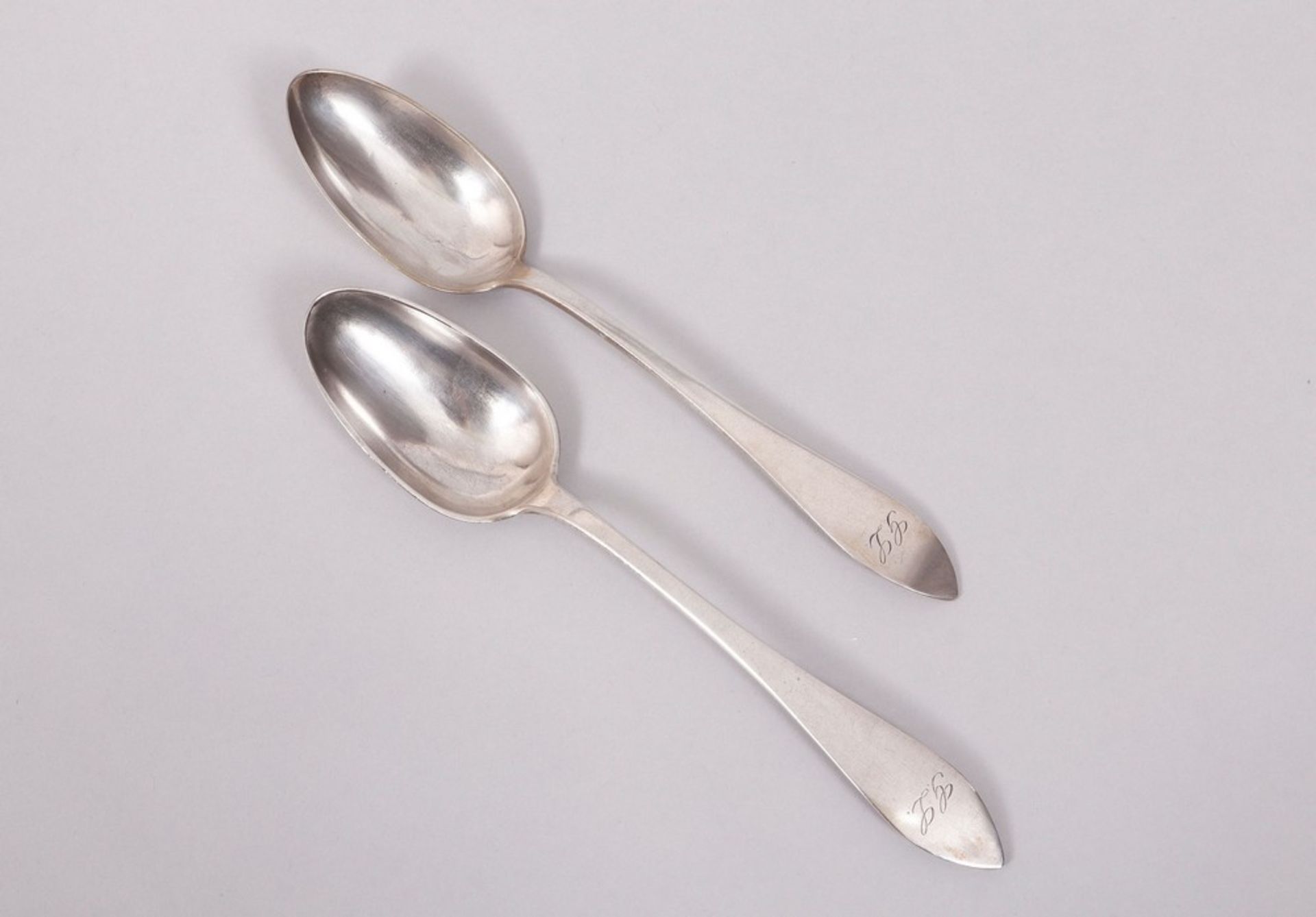Pair of silver dining spoons, incl. Franz Peter Krumstroh, Glückstadt, early 19th C.