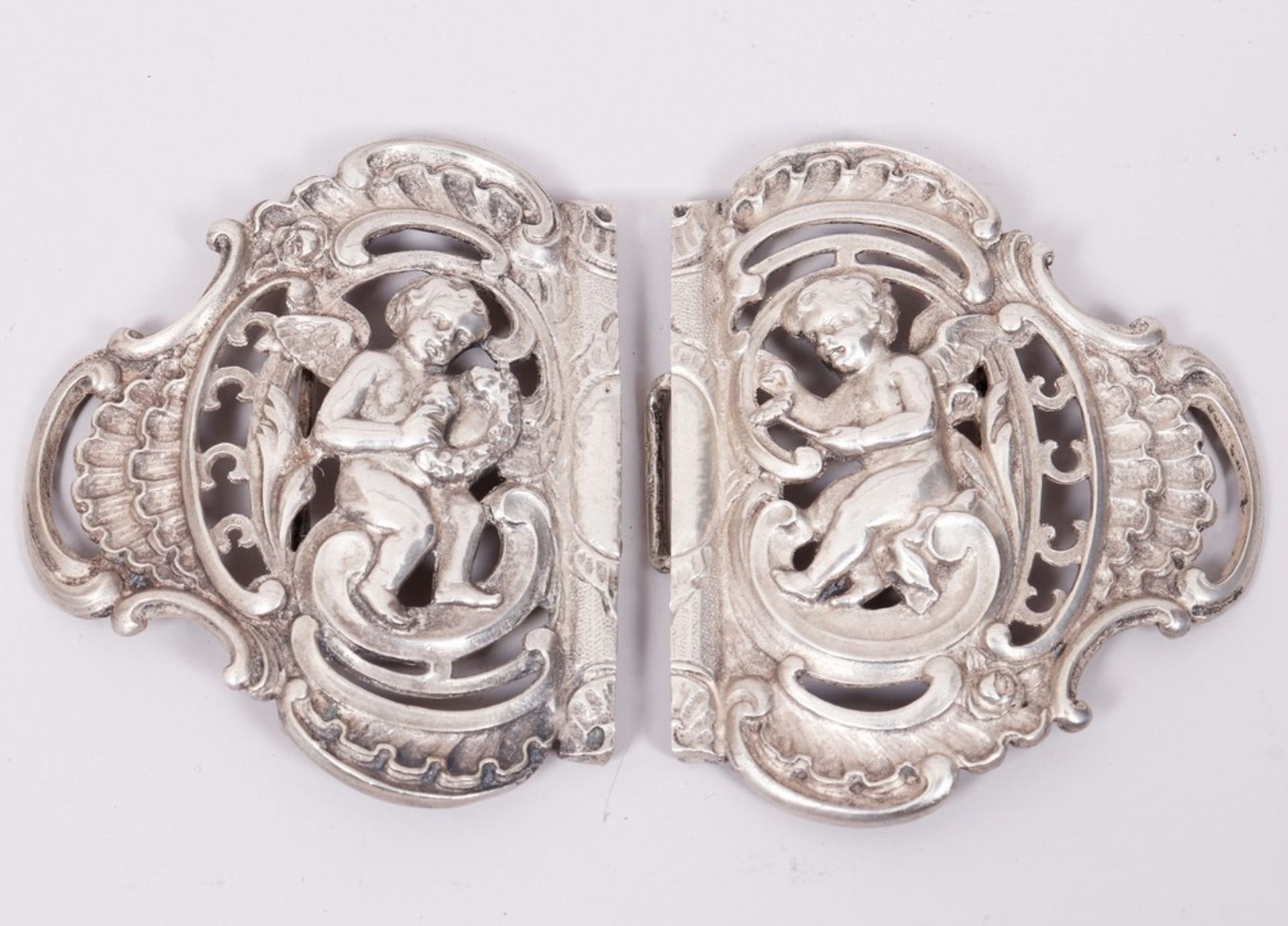Historismus-Gürtelschnalle, 800er Silber, deutsch, um 1900  - Bild 2 aus 3