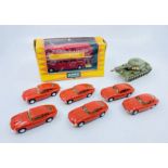 A collection of Minic Motorway (Tri-Ang) vehicles - To Include: Double Decker Bus (boxed), 6x Red