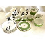 An Aynsley Art Deco part coffee service comprising six cups and saucers (one cup af) and a