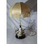 A table lamp with a figure of a lady with a bicycle ,stamped Florence 1994, possibly Capodimonte,