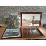 8 Pictures, consisting of 5 oil paintings and 3 prints.