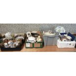 5 Boxes of assorted china, dinnerware and miscellaneous items.