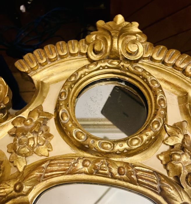 A pair of 19th century gilt gesso mirrors, scrolling foliage carving throughout on the frame, fitted - Image 4 of 7