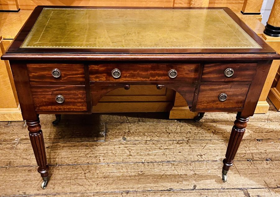 A William IV and later mahogany writing table, leather inlay writing surface with moulded edge - Image 3 of 3