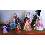 Four Royal Doulton figures "Queens of the Realm" , "Queen Anne" HN3141, 22.5cm high, "Mary Queen