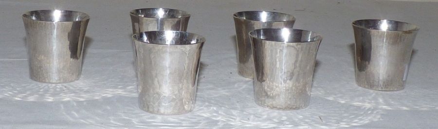 A set of six Swedish silver shot cups by J.Rastrom