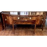 A George III mahogany, satinwood inlay and ebony strung sideboard, Thomas Sheraton period circa