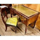A William IV and later mahogany writing table, leather inlay writing surface with moulded edge
