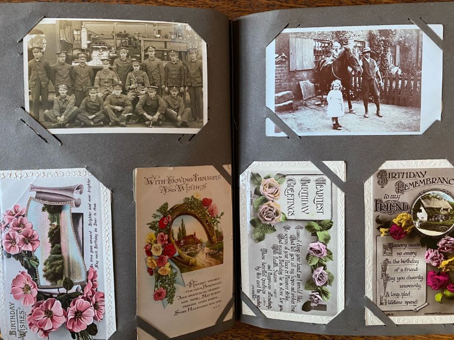 Postcards. An Edwardian album containing 235 postcards with several real photographic examples, - Image 10 of 11