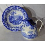 Minton Genevese pattern blue and white wash jug and bowl circa 1900 Good condition.
