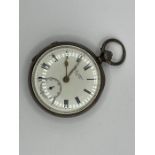 Kat & Compy Worcester key wound sterling silver pocket watch. Hallmarked for Chester 1893. Untested.
