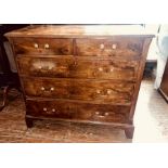 A George III mahogany chest of drawers, circa 1780, rectangular shaped cross-banded top with moulded