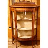 A late Victorian Thomas Sheraton Revival satinwood and mahogany display cabinet, circa 1900,