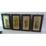 4 x Victorian framed and named religious frescos. inside frame measurements 36cm x 16 cm. all in