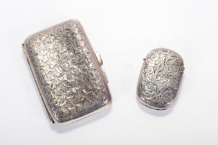 A Victorian Sterling silver Vesta and similar cigarette case. The Vesta, with a vacant cartouche for