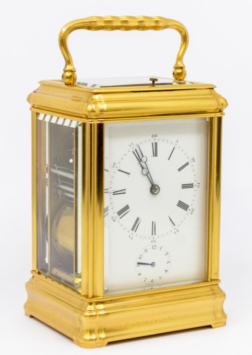 A Martin and Son London Drocourt grand sonnerie carriage clock with alarm and repeat. Two-train