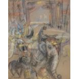 Laura Knight, Circus with Mary The Elephant, signed, pastel and crayon