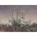 William Weihe Collins (1862-1951) Lincoln Cathedral by Moonlight watercolour, 49 x 68cm  signed