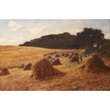 John Hey Davies (British, 1844-1930) The Cornfield (Harvest) oil on canvas, 58.5 x 90cm  signed