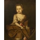 Late 17th/ early 18th century English School Portrait of a young girl with flowers oil on canvas,