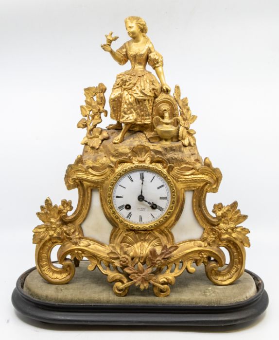 A French mantel clock with two-train spring-driven movement striking on a bell, serial number 69464.