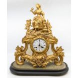 A French mantel clock with two-train spring-driven movement striking on a bell, serial number 69464.