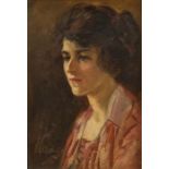 Edwardian School Portriat of a Lady oil on board, 31.5 x 21.5cms approx signed ?? White lower left