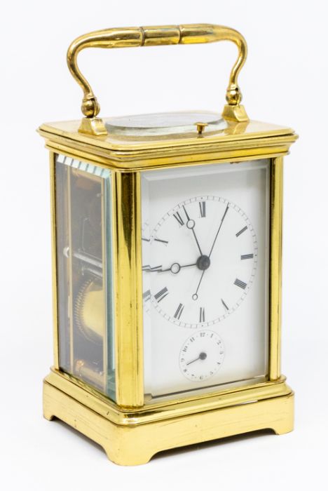 ****Auctioneer to announce two hairlines to dial coners**** A Drocourt cased French carriage clock