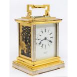 A Brocot Paris carriage clock with repeat, in the Japanese style. Retailed by Russells of