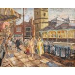 English School (20th Century)  Shopping Day oil on artist's board, 39 x 49.5cms approx signed with