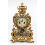 A French cloisonné 8-day mantel clock with two-train spring-driven movement chiming on a gong. 3"