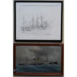 20th century British School, the steam passenger liner HMS Osterley, watercolour, unsigned, 37 x
