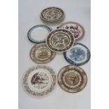 Five Wedgwood 27cm diameter American sailing Ship plates, together with three 23cm plates from the