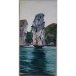 Timothy Onishi (20th English School) Koh Tapu Pillar Rock, acrylic on board, signed and dated