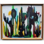 Circa 1960's European School Coloured abstract linear study. Acrylics on glass panel. 57.5 x 70cm