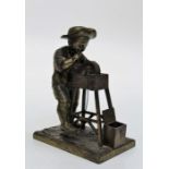 Charles- Louis Menn (Swedish 1822-1894) A gilt bronze match holder/ striker, cast as a boy