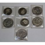 USA Eisenhower Liberty One dollar 1974 Silver clad, 1976/77/78 Copper Nickel plus three Ban FF