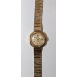 A 1960s 9ct gold ladies Rolex Precision cocktail watch, with textured flat linked bracelet. With