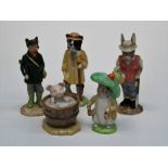 A group of six Beswick figures comprising Old Mr Brown H8cm, a Huntsman Fox H15cm, a Garden Rabbit