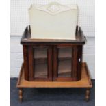 A Victorian walnut, inlaid and strung cupboard with pierced gallery top over a pair of glazed