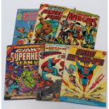 Marvel Treasury Editions, three mid 1970's folio size comics including The Mighty Avengers,