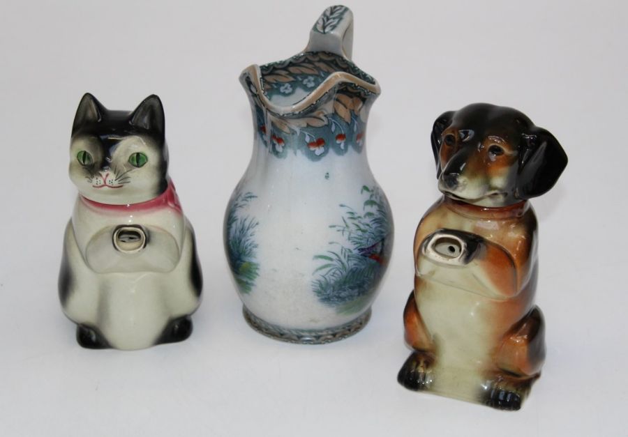 A mixed lot of ceramics comprising an erphila of Germany kitten teapot, a similar German made