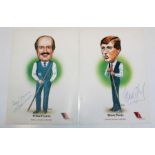 A coloured print of Steve Davis from the Embassy Snooker Celebrities signed in biro by Steve