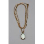 An Australian opal 14k stamped pendant on a 20'' 9ct gold hallmarked chain, 9ct 3gm