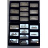 Set of twenty sterling silver ingots, The Greatest Liners of The North Atlantic